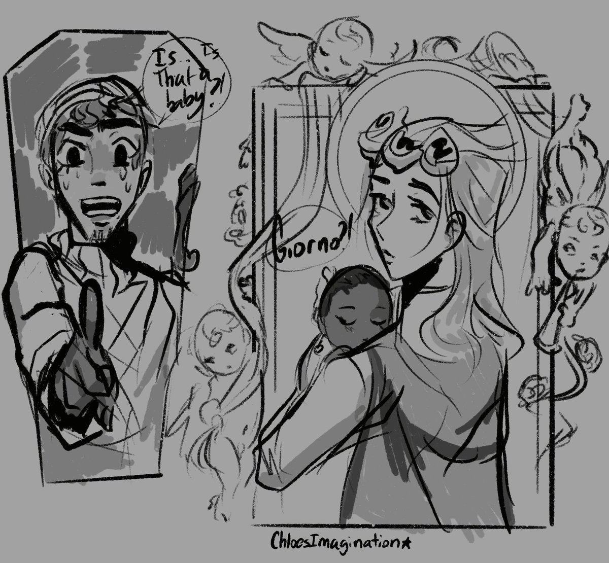 They definitely get on each other's nerves but it's out of love BAHAH
Mista only scolds her cause he care 💙
Here's one of the first doodles I did of baby Josette, this is where mista older look comes from