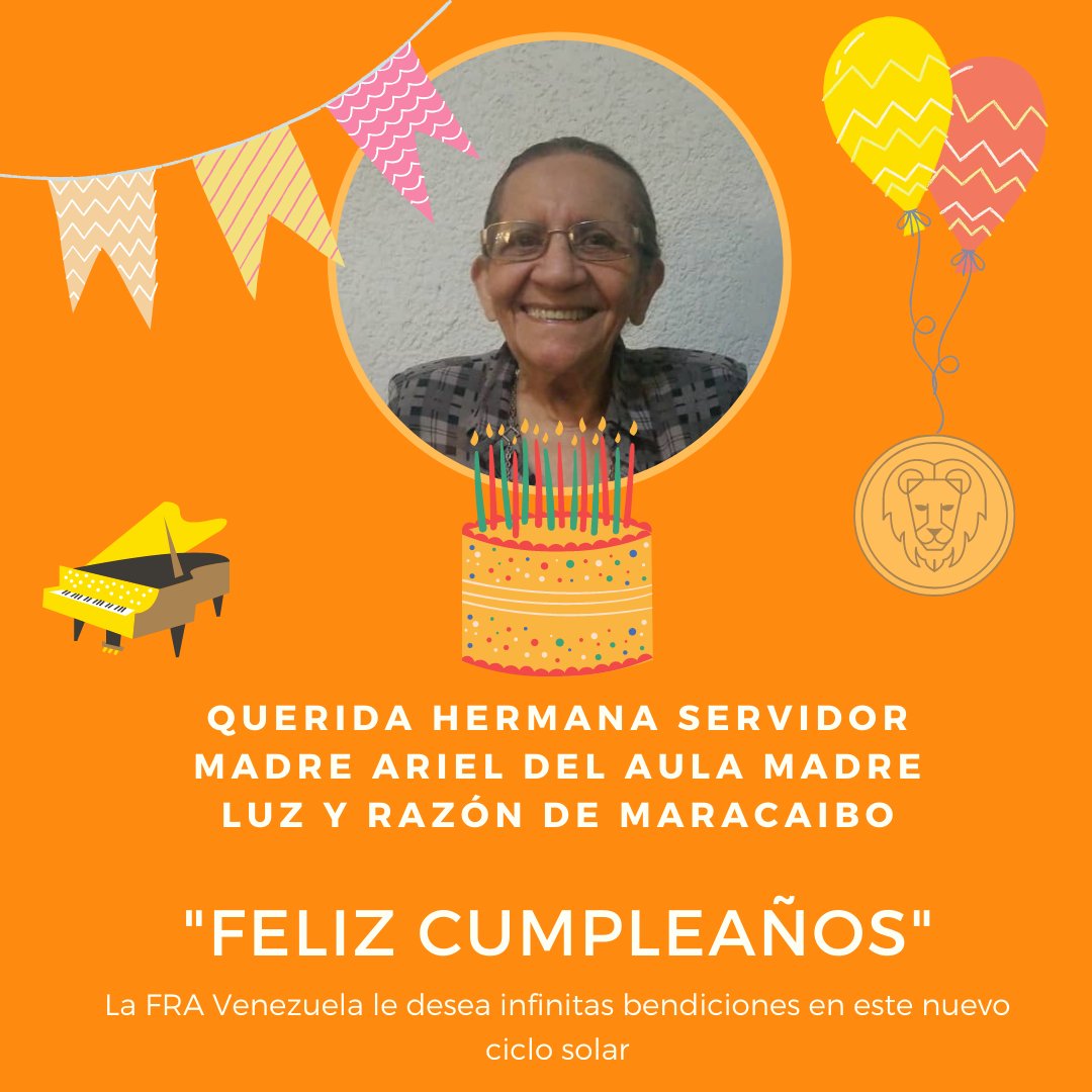 fra_venezuela's tweet photo. Hoy celebramos el cumpleaños de la Hermana Servidor Madre Ariel. Una de nuestras más preciadas discípulas, y de gran trayectoria musical y espiritual de nuestra @FRAmaracaibo, quién con su talento, amor, y buen humor se ha ganado el corazón de todos los hermanos de la logia! https://t.co/psyQ1EhZNW