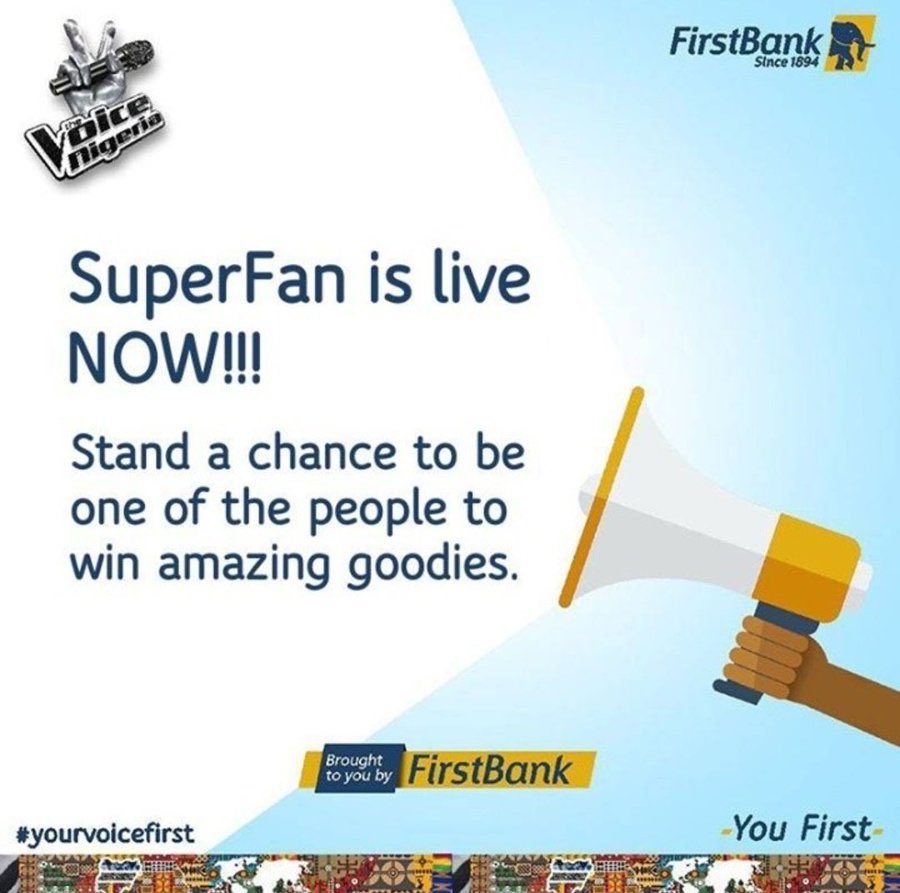 RealDreylo's tweet photo. 100k for grabs for being a superfan!
At #TheVoiceNigeria Season 3.
Instructions:
Visit @Firstbanknigeria on Instagram and Facebook,
- Click the link in their bio to participate.
You could be 100k richer
#TheVoiceNigeria #YourVoiceFirst https://t.co/Sl23OU1YuZ