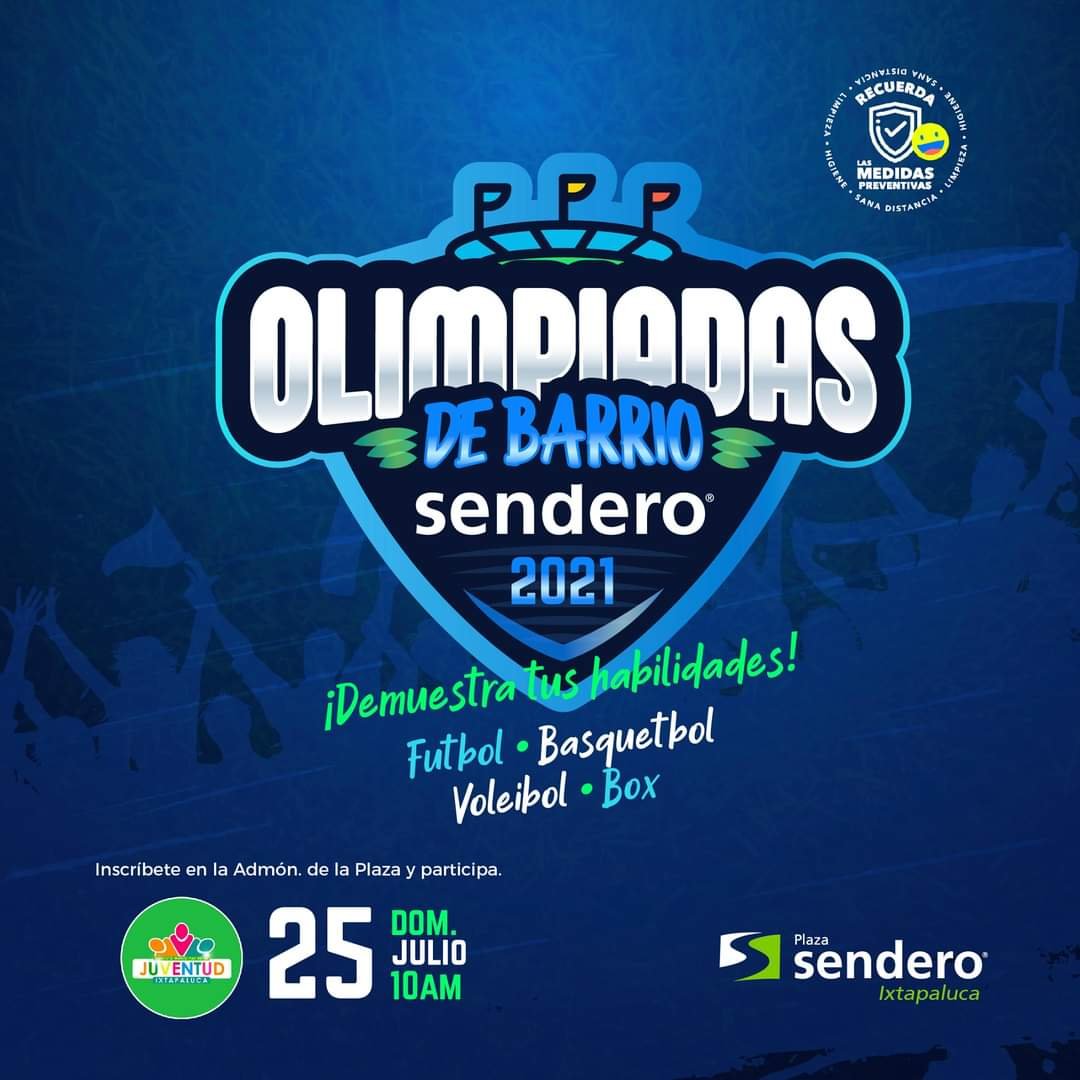 canal6tv's tweet photo. 👏👀📺 No te pierdas este domingo 25 de julio #Sendereando transmitiendo #LasOlimpiadasDeBarrio desde Plaza Sendero Ixtapaluca con La China Y Farin.
Sigue nuestra transmisión por el 71 de izzi y en #FacebookLive. Participa con el #YoAndoSendereando mañana de 11:30 a 12:00 horas. https://t.co/ZMS6LVJPfR