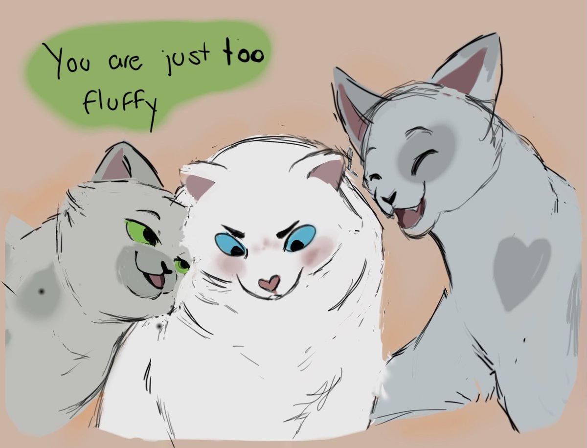 AleDany413's tweet photo. Cloudkit is just toooo fluffy :3
#warriorcats #Ashfur #Ferncloud #Cloudtail #siblinglove https://t.co/NYKOYrRbCk