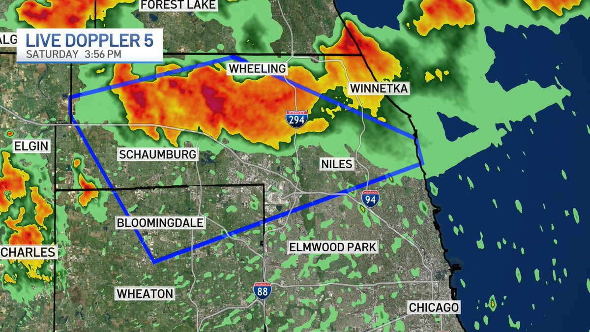 A Severe Thunderstorm Warning is now in effect for Cook & DuPage counties until 4:45 pm. 60mph wind gusts and heavy downpouts are possible with this storm cell.