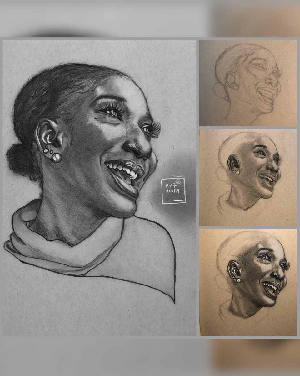 peepeey's tweet photo. Here’s a charcoal portrait made on strathmore toned tan paper… follow me on Instagram(@Aninfeng7) for more… #PYArt https://t.co/EFUlynO3Yl