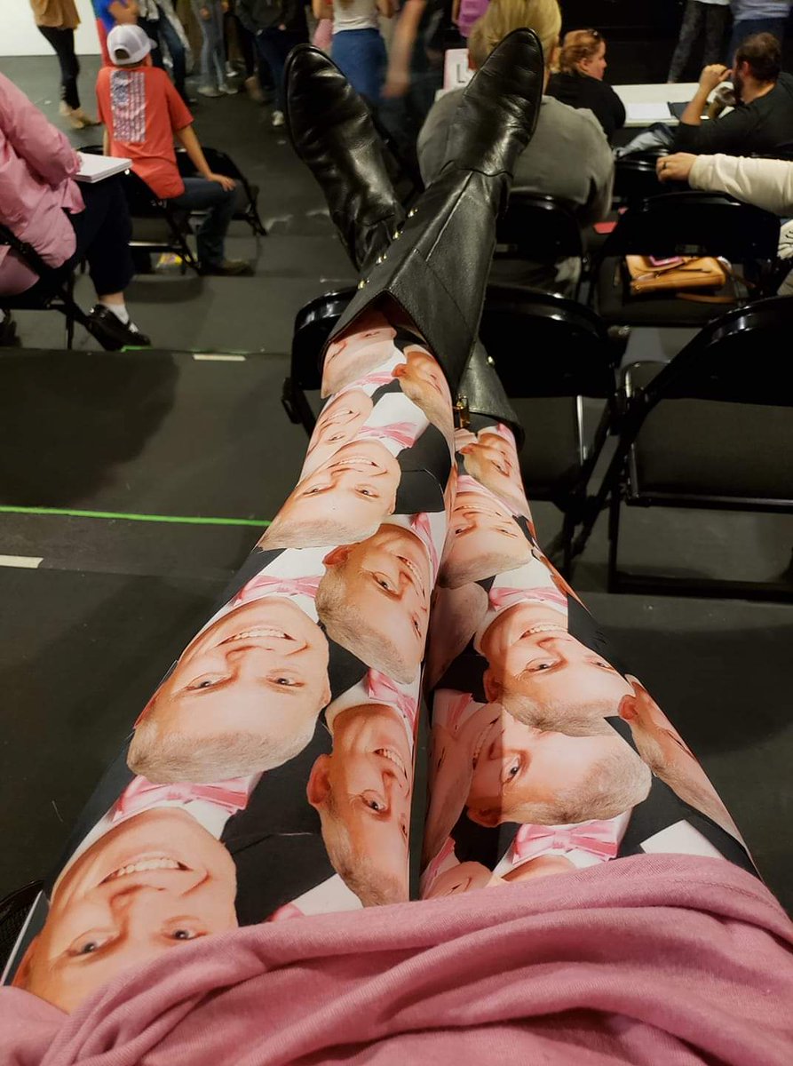 TheInfamousBB's tweet photo. @edgykristina Current status: Still married, 2 kids, lots of pets. And this summer he started his new role as principal of the middle school where we met. Also, I wear leggings with his face on them,  because trolling him in front of students is my hobby. https://t.co/PRu0FMnnvC