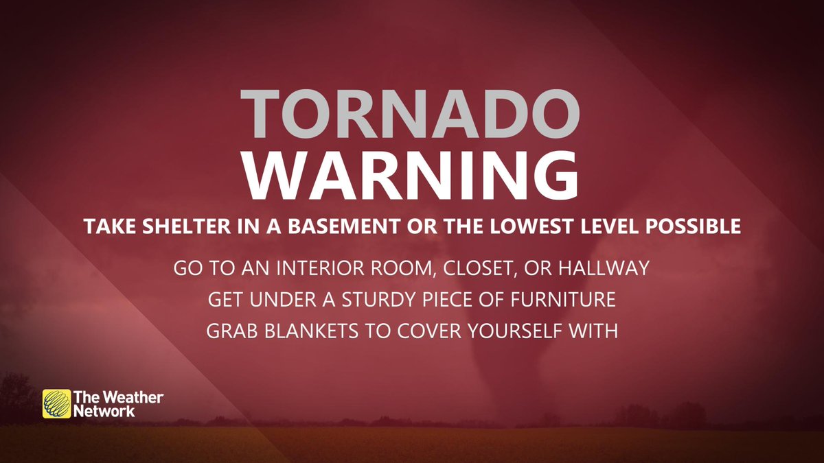 weathernetwork's tweet photo. A tornado WARNING has been issued for Wingham-Blyth-Northern Huron County and Saugeen Shores-Kincardine-Southern Bruce County. Take cover now. #ONstorm #ONwx https://t.co/lYRG9qAok5