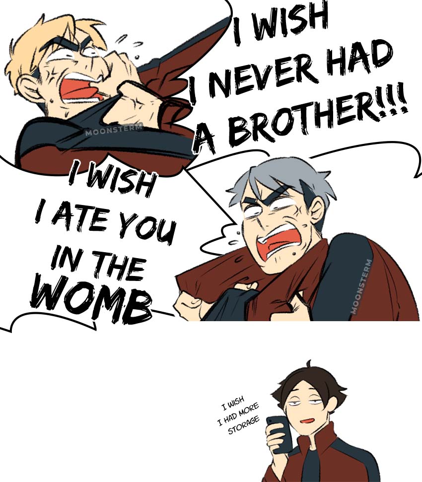 i've no clue how siblings work, but i'm told it's to this effect.

#ハイキュー #haikyuufanart #Haikyuu #MiyaAtsumu #miyaosamu #miyatwins