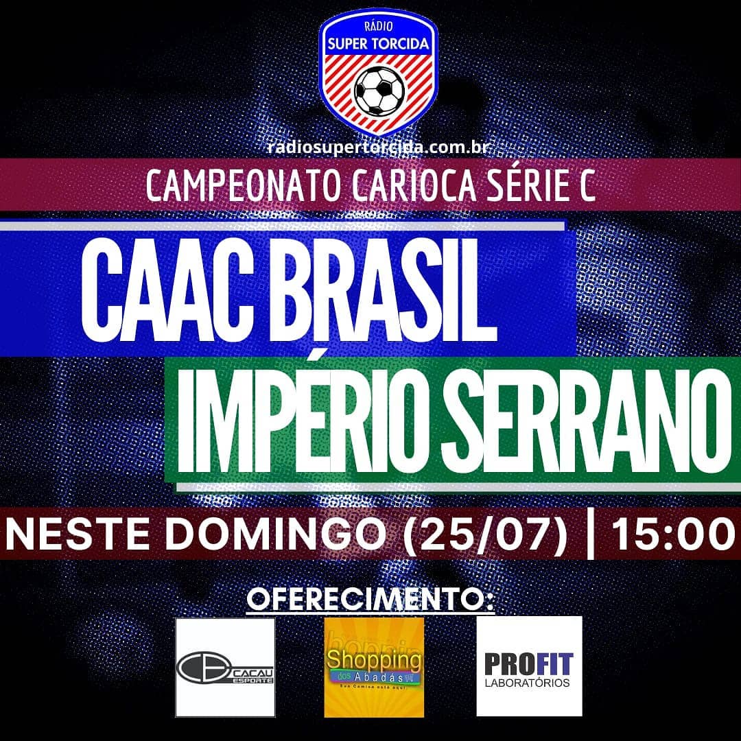Neste domingo (25) tem Quintona mais uma vez AO VIVO com a gente! Ouça CAAC Brasil x Império Serrano, direto de Nilópolis, na SUPER TORCIDA! A partir das 14h50.

radiosupertorcida.com.br