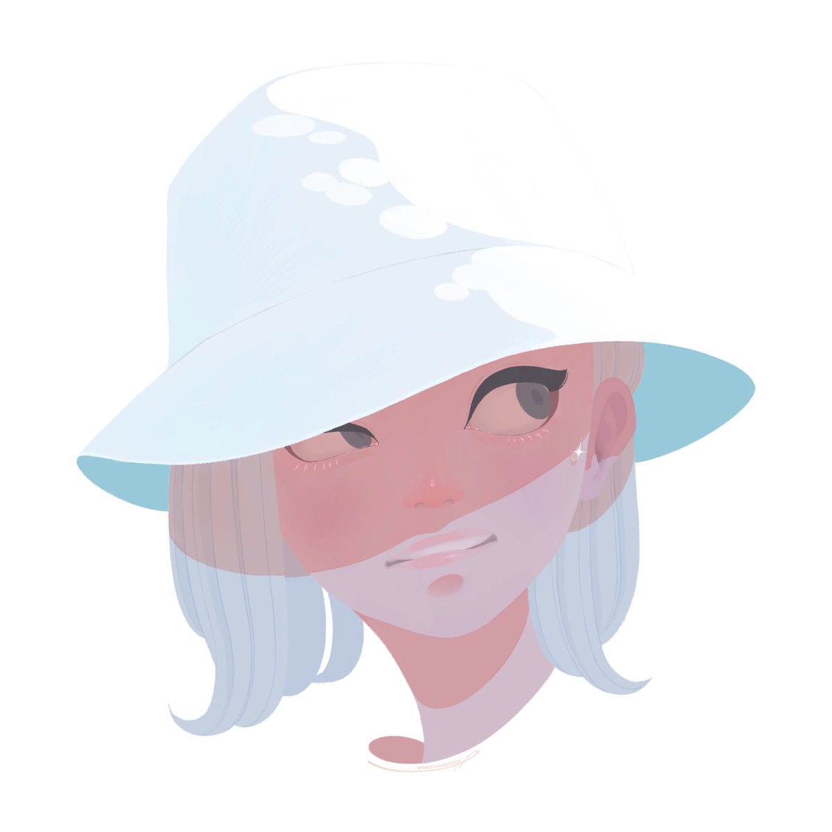 1girl solo hat simple background white background short hair white headwear  illustration images