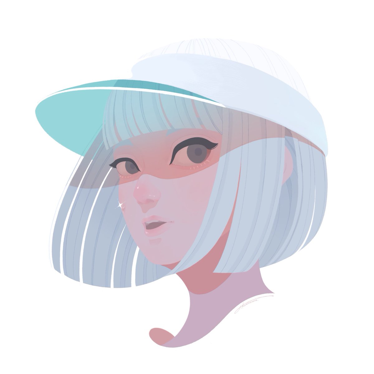 1girl solo hat simple background white background short hair white headwear  illustration images