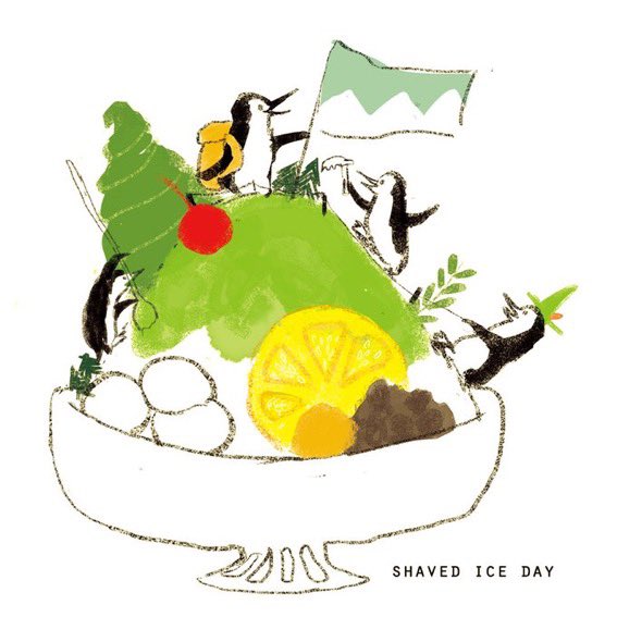 「#かき氷の日
アンズのかき氷が好きです🍧 」|ももろ　4／20発売絵本「パンダのパクパクきせつのごはん」のイラスト