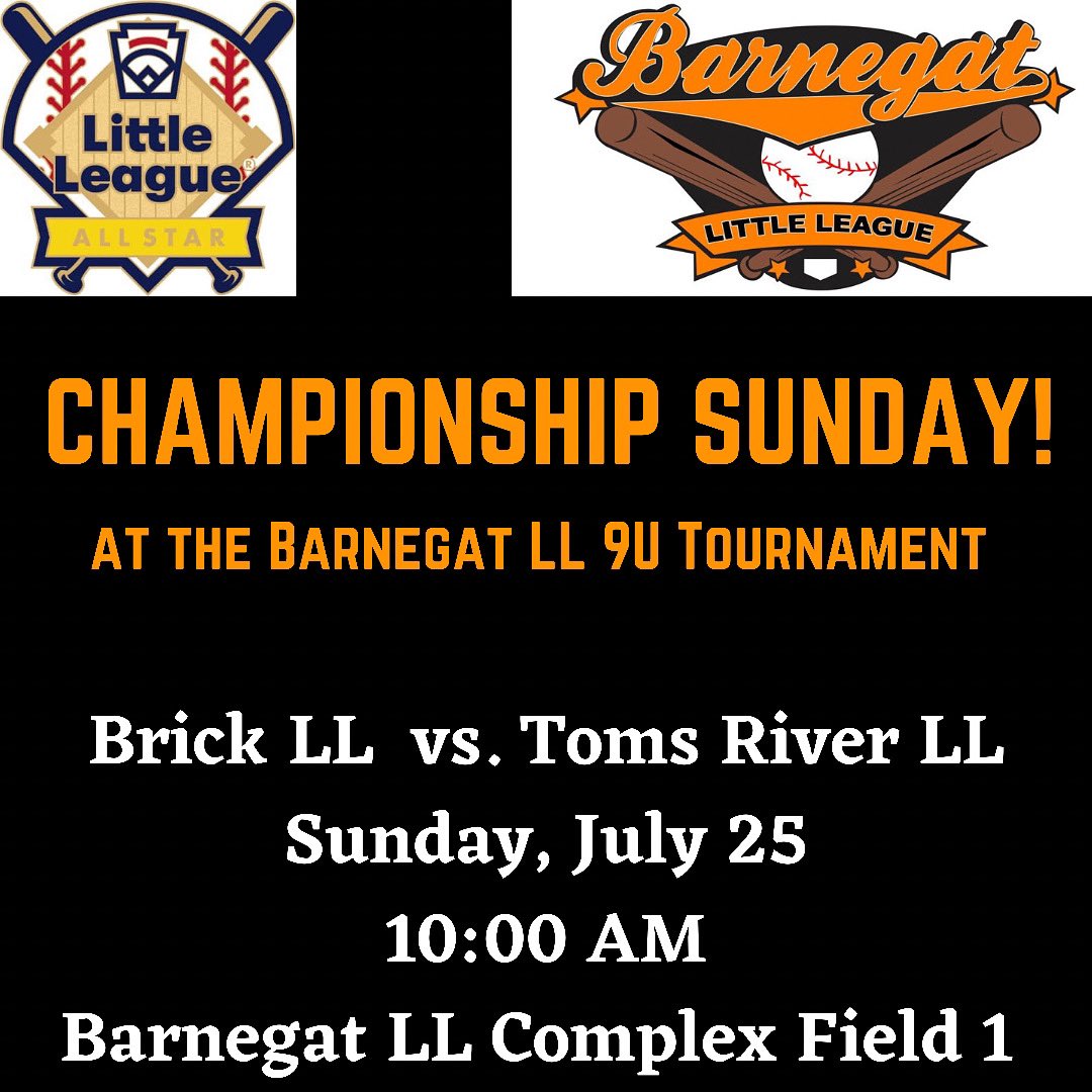 Y’all ready for some #championship #baseball⁉️
#Brick #TomsRiver #LittleLeague #9utournament⚾️ #winnertakesall #seasonfinale #imfiredupyoufiredupyeah🔥
#barnegatlittleleague