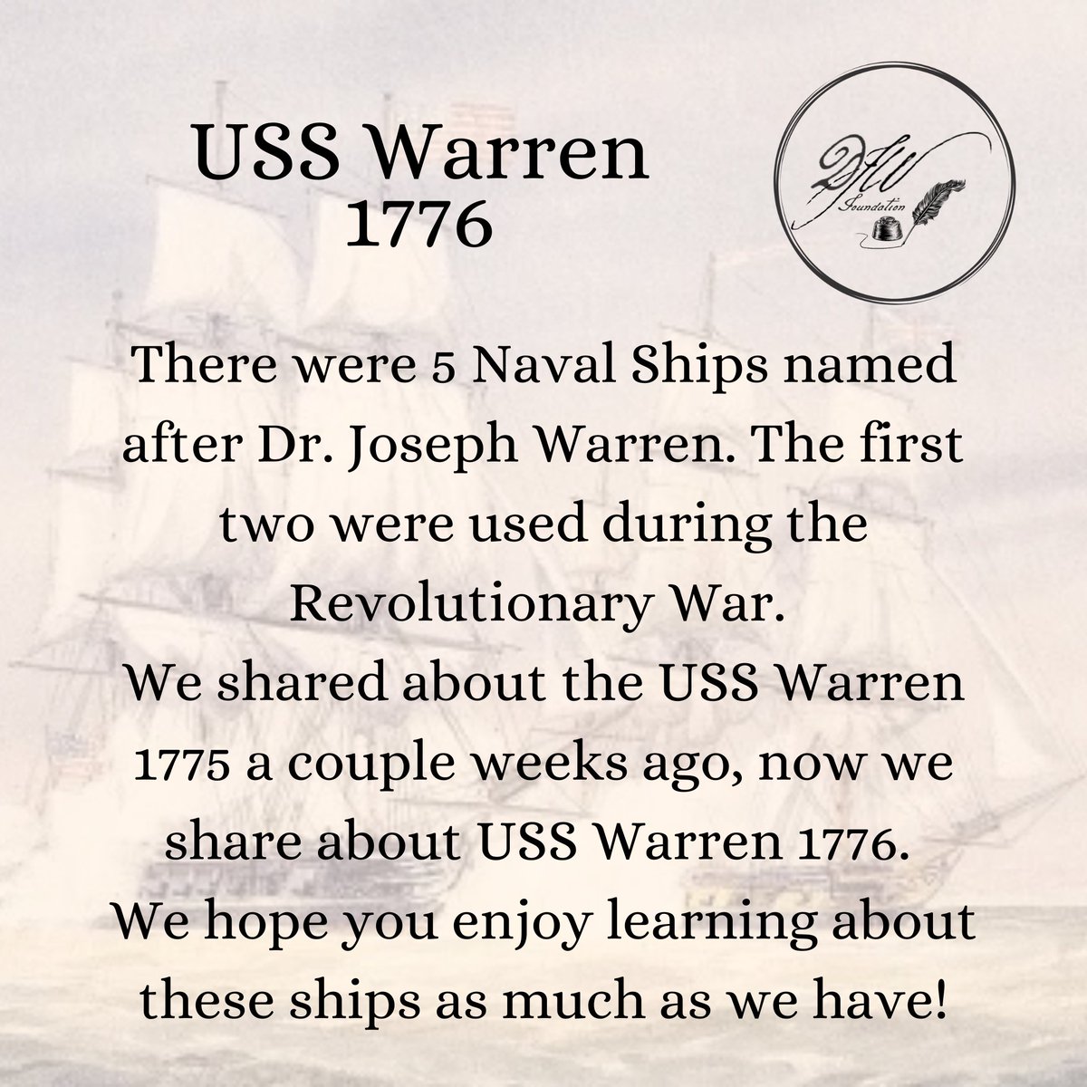 DJWFoundation's tweet photo. Read about the 2nd ship named for our Warren! 
https://t.co/rWRtbsOJAv These stories are quite intriguing. 
#drjosephwarren #josephwarren #usswarren #1776 #navalship #colonialnavy https://t.co/joo03tsrDl