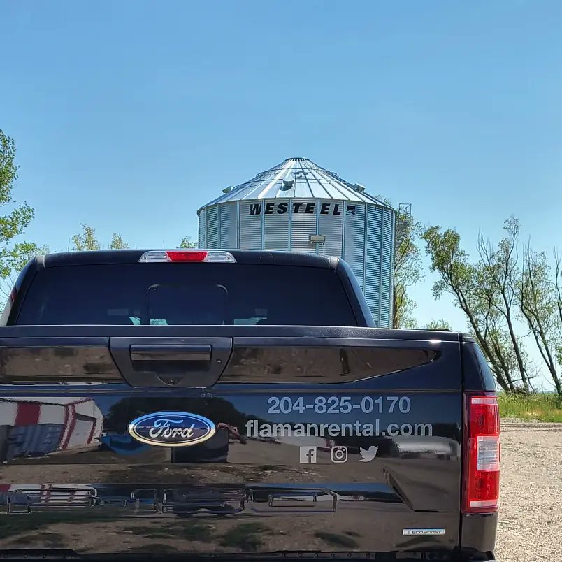 thiessen_ag's tweet photo. The new metallic charcoal decals look super fantastic on a black truck. Thanks to @EricSawatzky2 and @SteeltreeSigns for making this happen. I'm very happy with how it turned out.
.
.
.
#FlamanRental #equipmentrental #WestCdnAg #truckdecal #logoit #advertisingonthemove https://t.co/DC1kwif9Ev