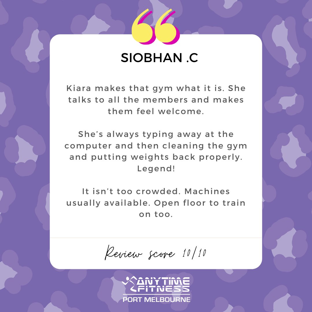 𝙏𝙃𝘼𝙉𝙆 𝙔𝙊𝙐 💥✨💥 We appreciate the time it takes for you guys to leave us a review and provide your feedback. Big shout-out to Siobhan for leaving this fantastic review of our club & staff, we appreciate you! 🙌🏼🙌🏼
