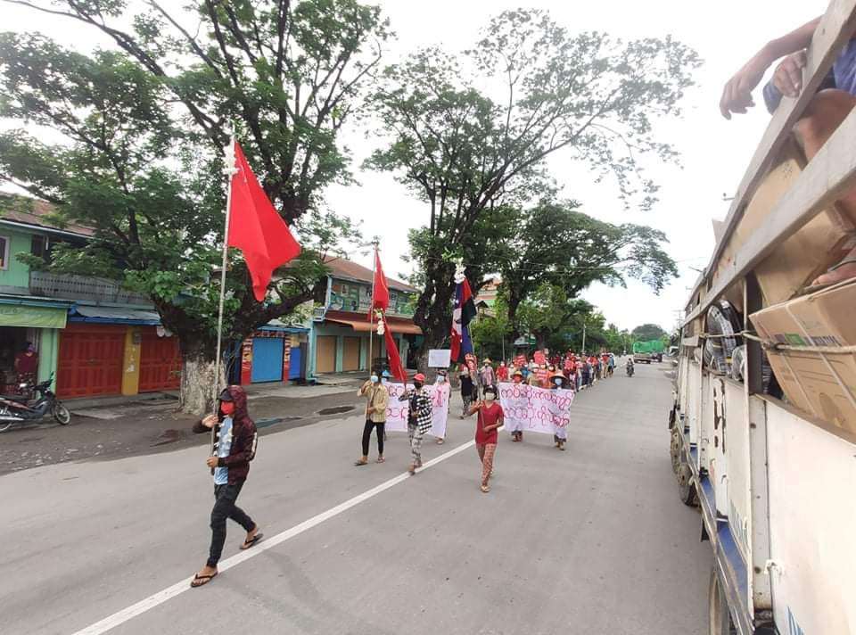 The 168-day-long anti-military protest in #Kalemyo, which included students and the general public, continued this morning.

#ICRC_SaveMyanmarPrisoners
#July25Coup 
#WhatsHappeningInMyanmar
