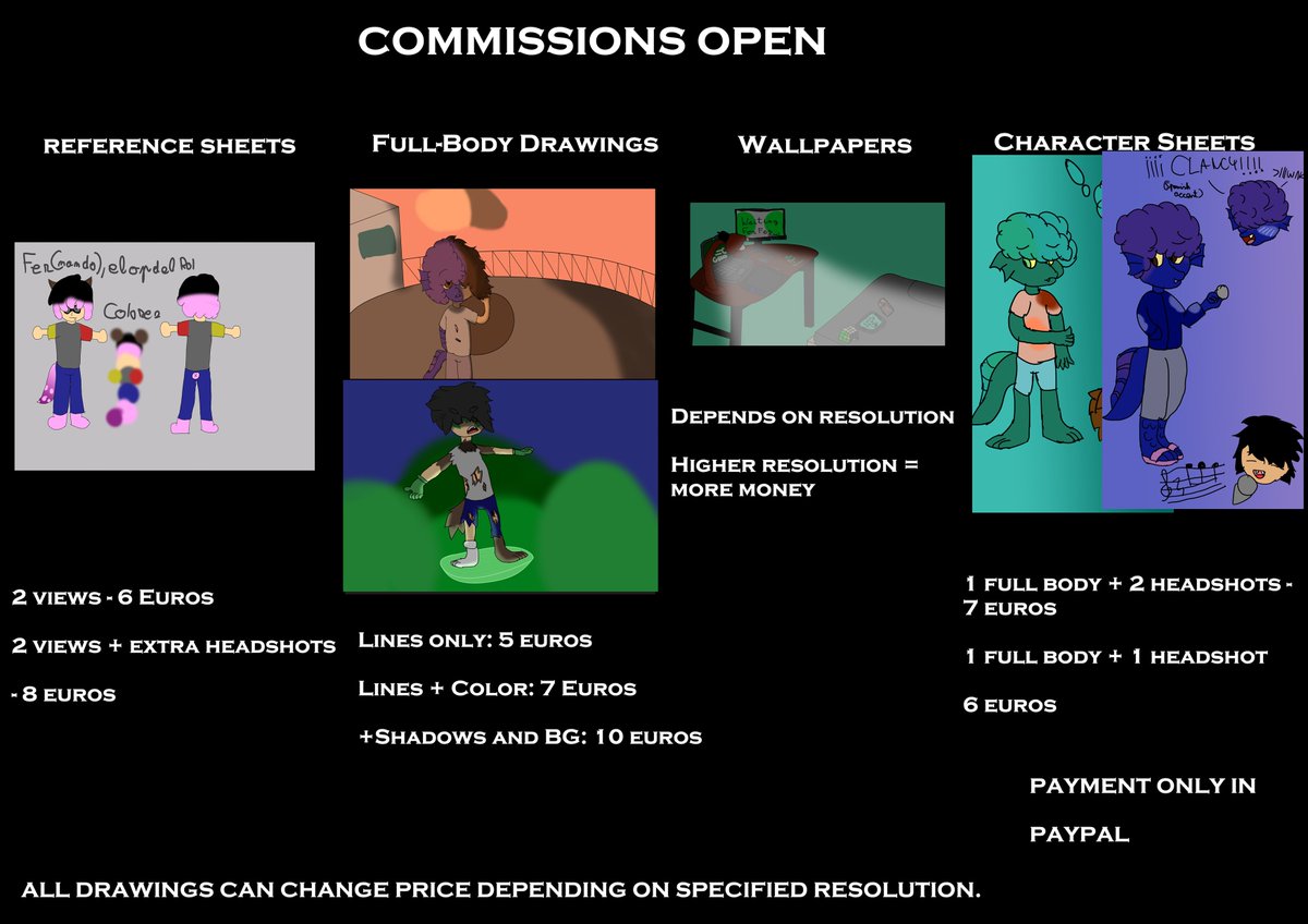 NormalFery's tweet image. So new commission sheet! Updated prices, and resized from the original resolution due to twitter not liking it!

DM me for more info either here, or at @NormalFer