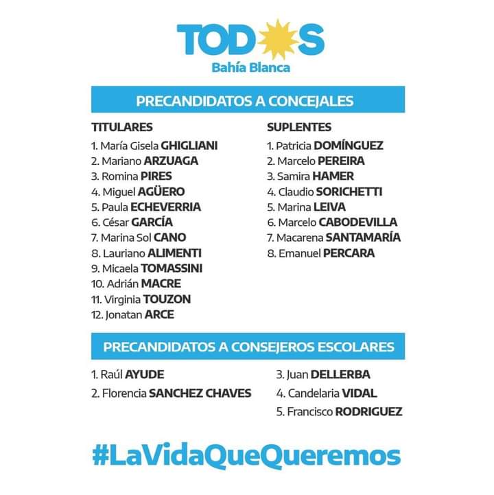 Quiero compartirles lo orgulloso que me siento de poder representar a los trabajadores municipales, al movimiento gremial en su conjunto y a todos los bahienses en la lista de candidatos a concejales del Frente de Todos. #TodosBahiaBlanca #LaVidaQueQueremos