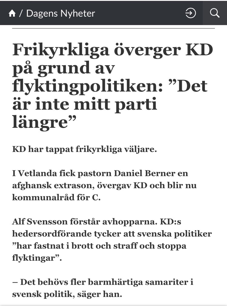 Alla #kristdemokrater är inte fond of #EbbaBusch, #SaraSkyttedal och gänget bakom den inhumana flyktinglinjen. Inte heller bara @Ladaktusson som öppet kritisk mot Buschs ledarskap. Nu börjar det knorra i partiets frikyrkliga epicentrum #svpol #kristdemokraterna via @UlfBjereld