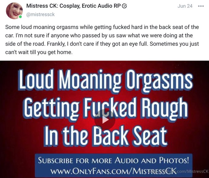 It's over on my https://t.co/qx6wdLiZy4 if you wanna listen. #onlyfans #eroticaudio #adultasmr #moaningasmr<a href="/tag/pleasure"class="tags"><span>#pleasure</span></a><a href="/tag/moanday"class="tags"><span>#moanday</span></a><a href="/tag/pleasedaddy"class="tags"><span>#pleasedaddy</span></a><a href="/tag/eroticaudio"class="tags"><span>#eroticaudio</span></a><a href="/tag/onlyfans"class="tags"><span>#onlyfans</span></a>