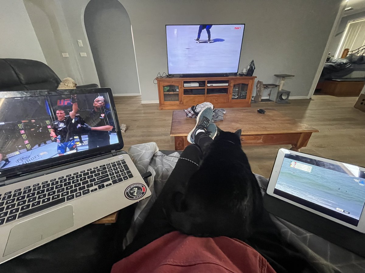 Soulsy04's tweet photo. And the rugby league hasn’t even started yet. Give me #AllTheSport. #Olympics #nrl #UFC https://t.co/SbVHxYw2Hc