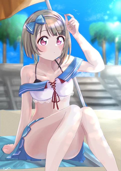 かすみんとセーラー水着 