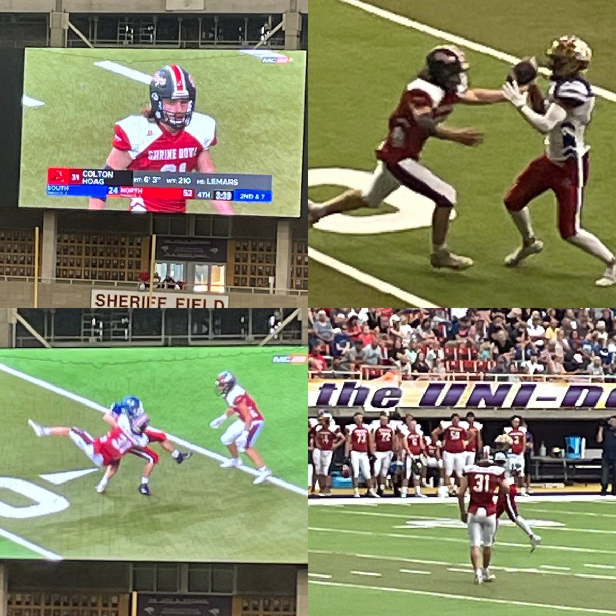 GabeTardive's tweet photo. Congratulations @HoagColton great job representing the ice cream capital of the world in the Iowa Shrine Bowl! Awesome job #31 and the North squad with the victory! @BulldogPride14 this dude was a beast and will do great things @TritonNation https://t.co/F1XZtT02KN