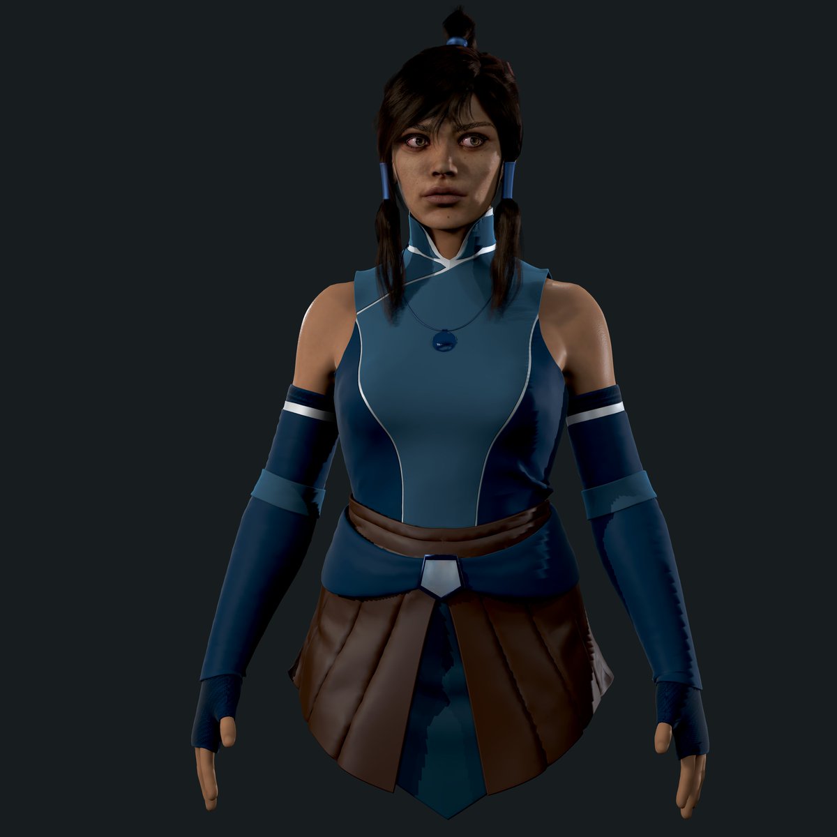 Spid192's tweet photo. Getting back to feeling creativity, took a pause on this and a lot of my characters, but feeling much better. WIP Korra, started to play more in MD, and correct certain facial changes. ✌🏾

#korra #3dsculpting #3dcharacter #realtimecharacter #zbrush #marvelousdesigner #3dart https://t.co/Wn6JiyC8Ft