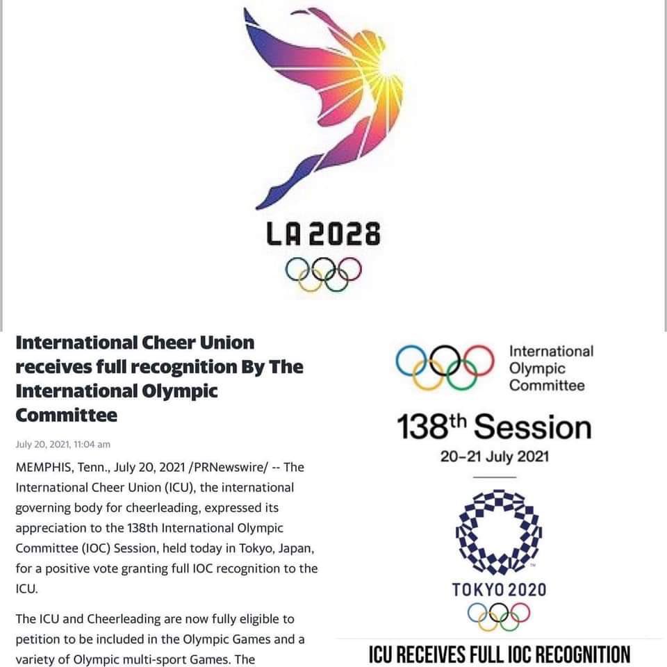 clmulthaupt's tweet photo. Cheer is now recognized as an Olympic sport. All of our hard work has paid off💙💙 So proud and excited for the future! #OlympicGames #cheer #llvc #cantwaitla2028 https://t.co/loL875rpP7