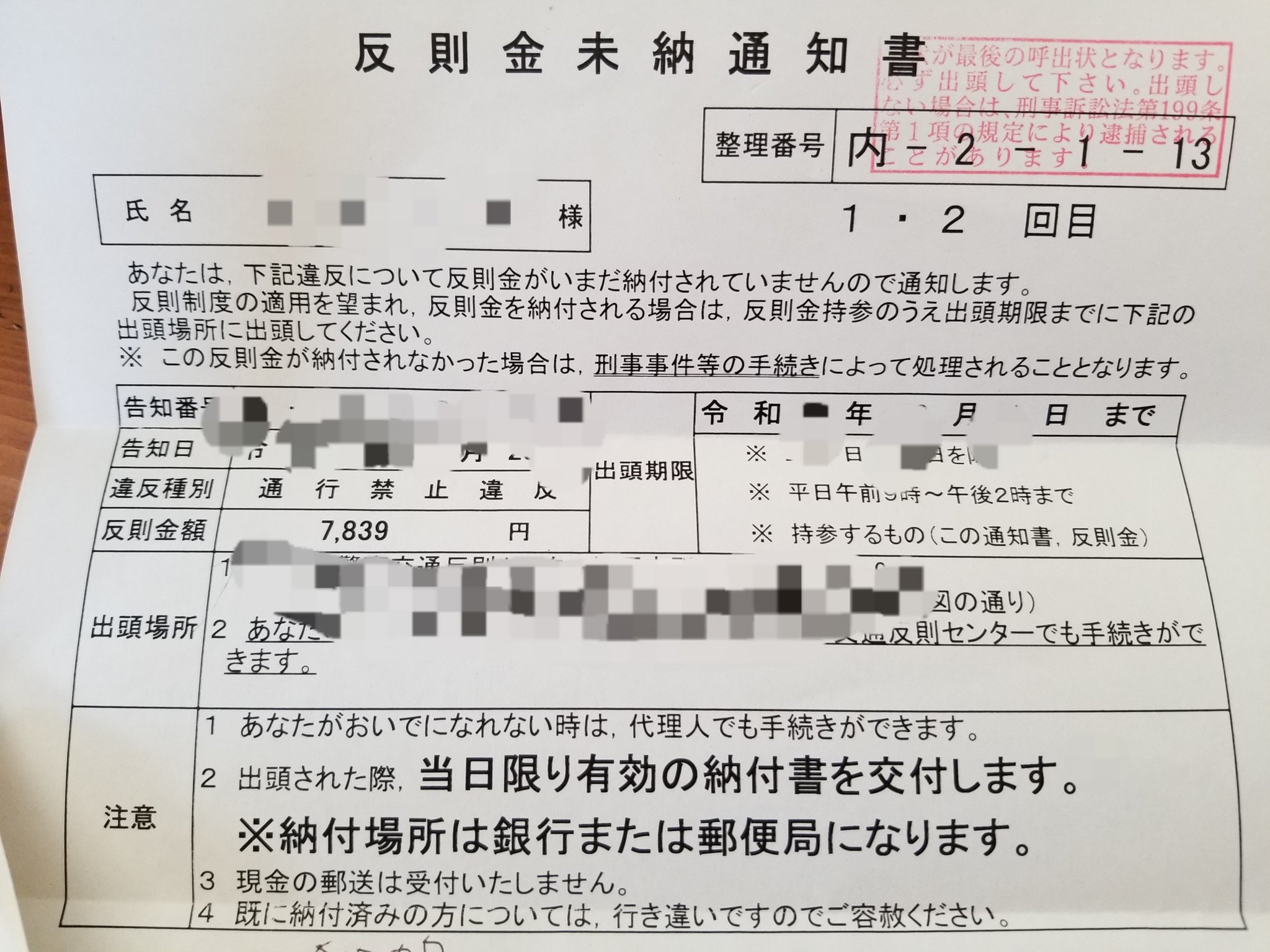 最速 反則金 納付