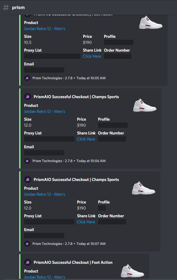 sagetansel's tweet image. 16 cops, 5 declines (and who knows how many PV&apos;s lmfao). 

🤖: @PrismAIO 
⚡️: @patekproxies @UnknownProxies @LiveProxies @Sole_Proxies 
🧑‍🍳: @mamiskitchenio @ChopsAndClips @SoleSocietyVIP 
💻: @hydraservers_
