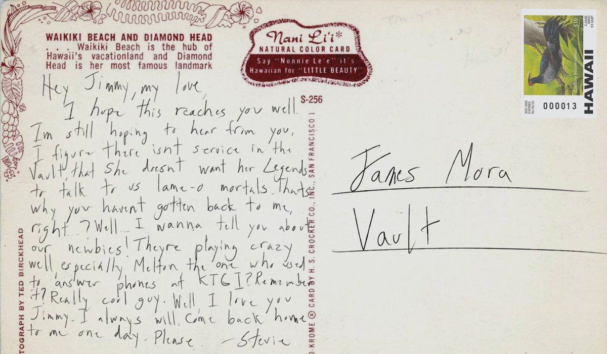 Gave this to Lady to give to Jimmy. Writing postcards to each other was something we did a lot when we first met. Hopefully it reaches hir. I havent heard from my Jimmy in so long.