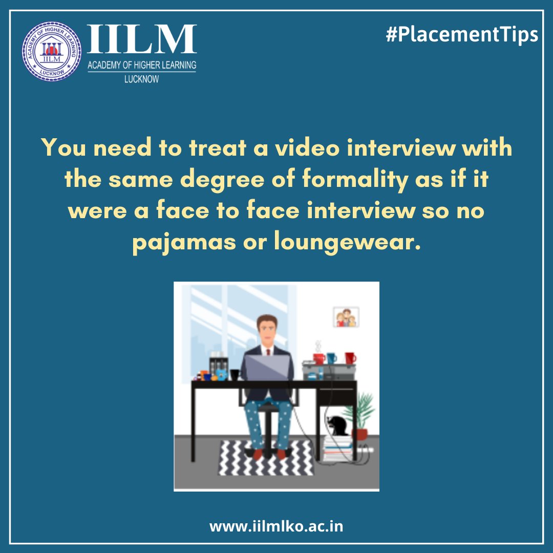 iilmahllko's tweet image. The Career Development Centre at IILM is committed to bringing excellent placement opportunities. Over the years, it has brought great final placement opportunities for the students.

Sharing Tips for Online Interviews.
#placementtips #finalplacements #CDC #iilmlucknow #pgdm