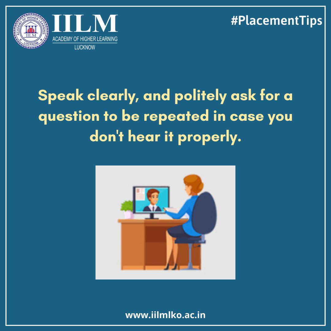 iilmahllko's tweet image. The Career Development Centre at IILM is committed to bringing excellent placement opportunities. Over the years, it has brought great final placement opportunities for the students.

Sharing Tips for Online Interviews.
#placementtips #finalplacements #CDC #iilmlucknow #pgdm
