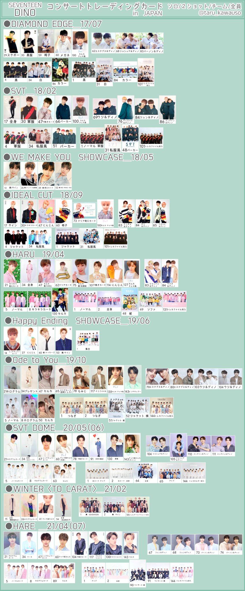 SEVENTEEN セブチ イルコン 歴代過去トレカ一覧ディノ SEVENTEEN セブチ イルコン 歴代過去トレカ一覧ディノ