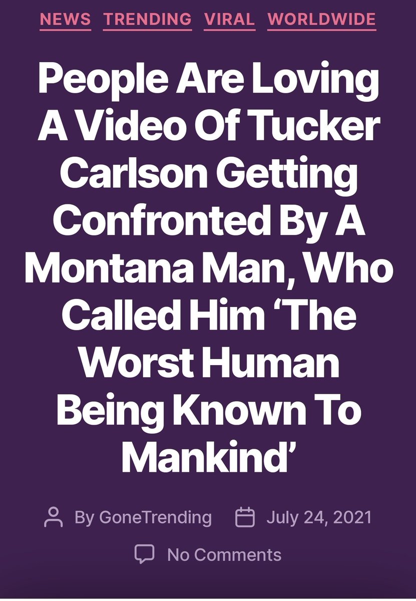 Jay_USMC2's tweet photo. #TuckerCarlsonIsACoward Captioned video of a Montana Man telling Tucker Carlson he is "the worst human being known to mankind" If your going to spew lies &amp; hate, then be ready to be called out on it! 
#DemVoice1 
#Fresh2 
#ONEV1 https://t.co/j9SAV4MHLL
