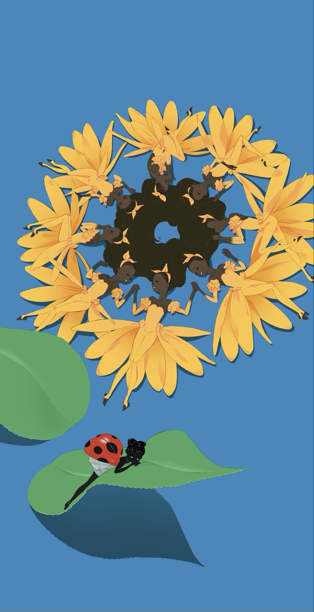 bug flower blue background no humans ladybug sunflower simple background  illustration images