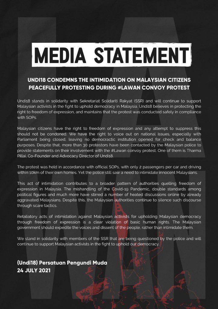 Undi18 Manaundikami On Twitter Undi18 Condemns The Intimidation On Malaysian Citizens Peacefully Protesting During Lawan Convoy Protest Https T Co Sxefkp5a7f Twitter