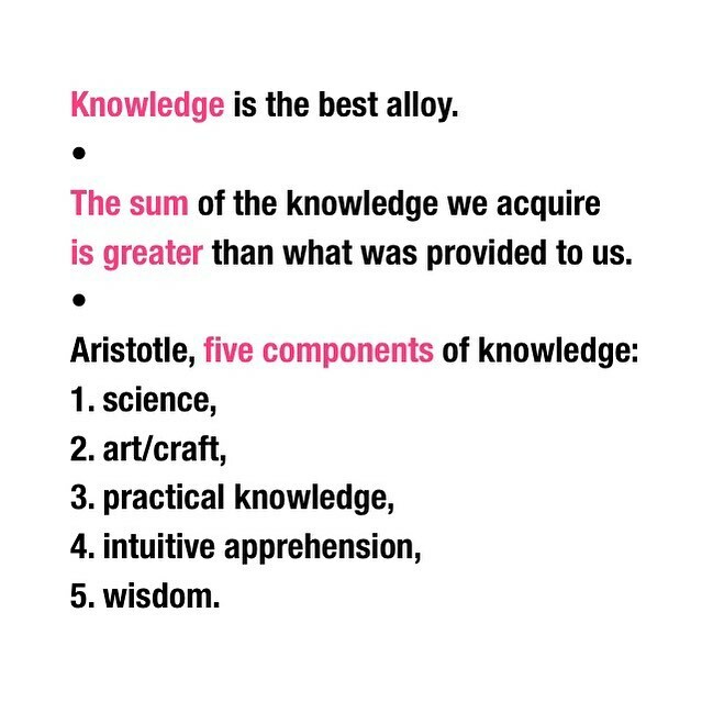 yfagency's tweet photo. https://t.co/EHR1EHflYg Knowledge is the best alloy, seeing as we learn from others and the sum of the knowledge we acquire is greater than what was provided to us. According to Aristotle, there are five components of knowledge: science, art/craft, practical knowledge, intuitiv… https://t.co/8psi8xW3MT