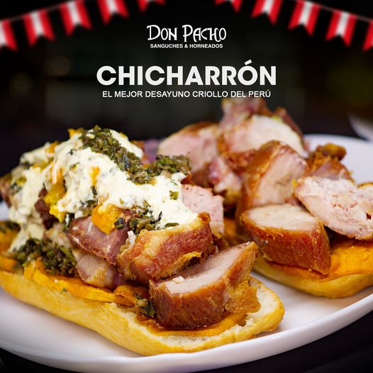 Luis76939208's tweet photo. El Mejor Desayuno Criollo del Perú, lo encuentras en #DonPacho 🐷  jugosos y crocantes sanguches de chicharrón, acompañado de camote frito y zarza criolla.🔥 https://t.co/JbRVx5dicz