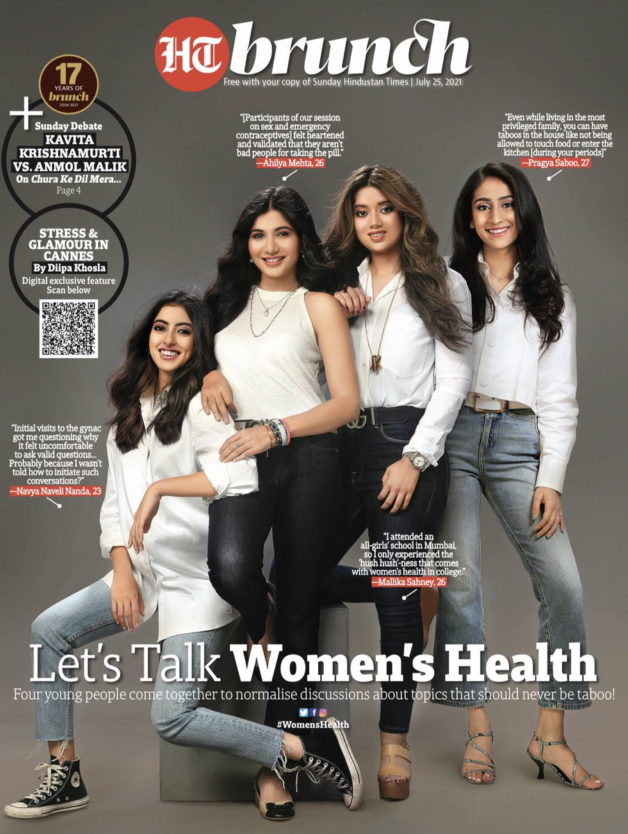 Meet four young ladies who are determined to normalise conversations around #WomensHealth It’s step one in women empowerment, and that shroud of shame must go…
Starring: Navya Naveli Nanda, Ahilya Mehta, Mallika Sahney and Pragya Sahoo. Today in <a href="/htbrunch/">HT Brunch</a>