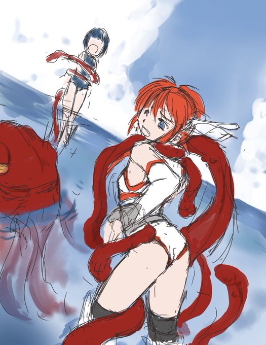 夏の風物詩描いてます大ラフ 