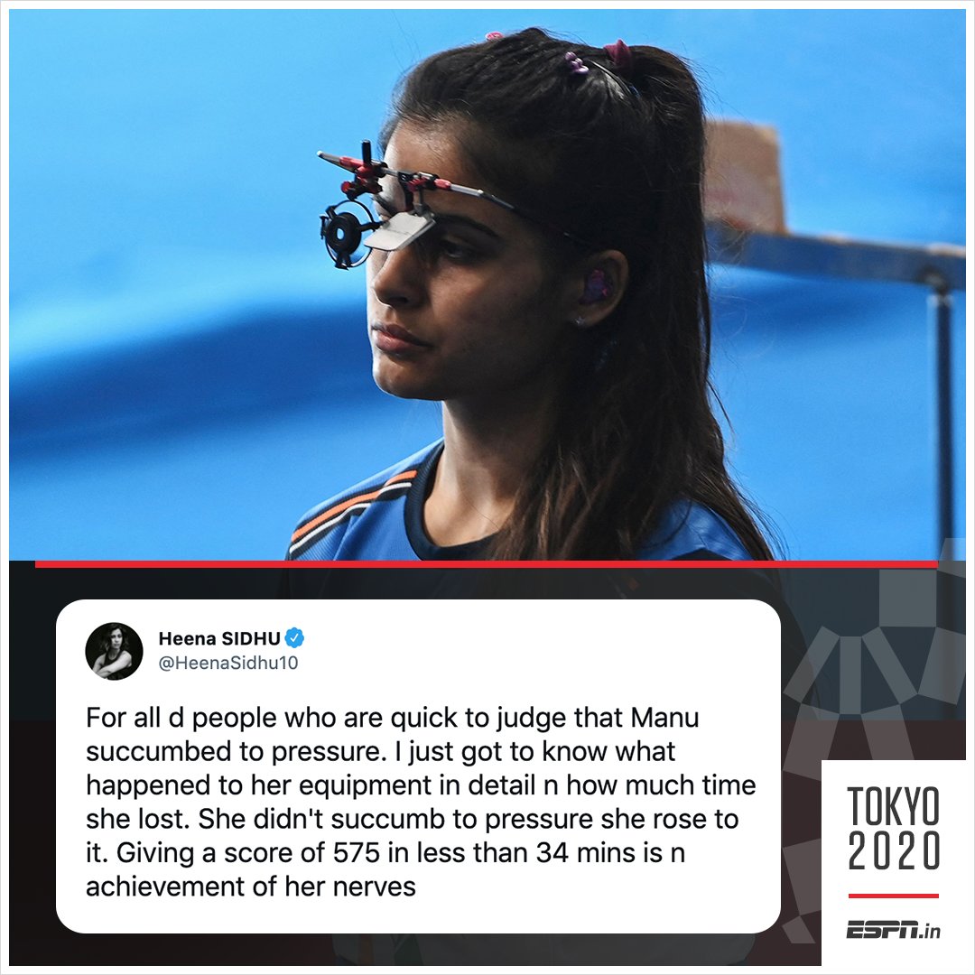 DessieAussie's tweet photo. Manu Bhaker miss out on qualifying for Final.
But ppl mocking Manu need to know that it happened due to malfunctioning of her pistol&amp;still she missed out by only 2 pts
Manu finished at 12th spot (575)&amp; 
Last shooter to qualify(577 pts)
#IndiaAtOlympics
#ManuBhaker #Cheer4Indiia https://t.co/JnqqaCef3Q