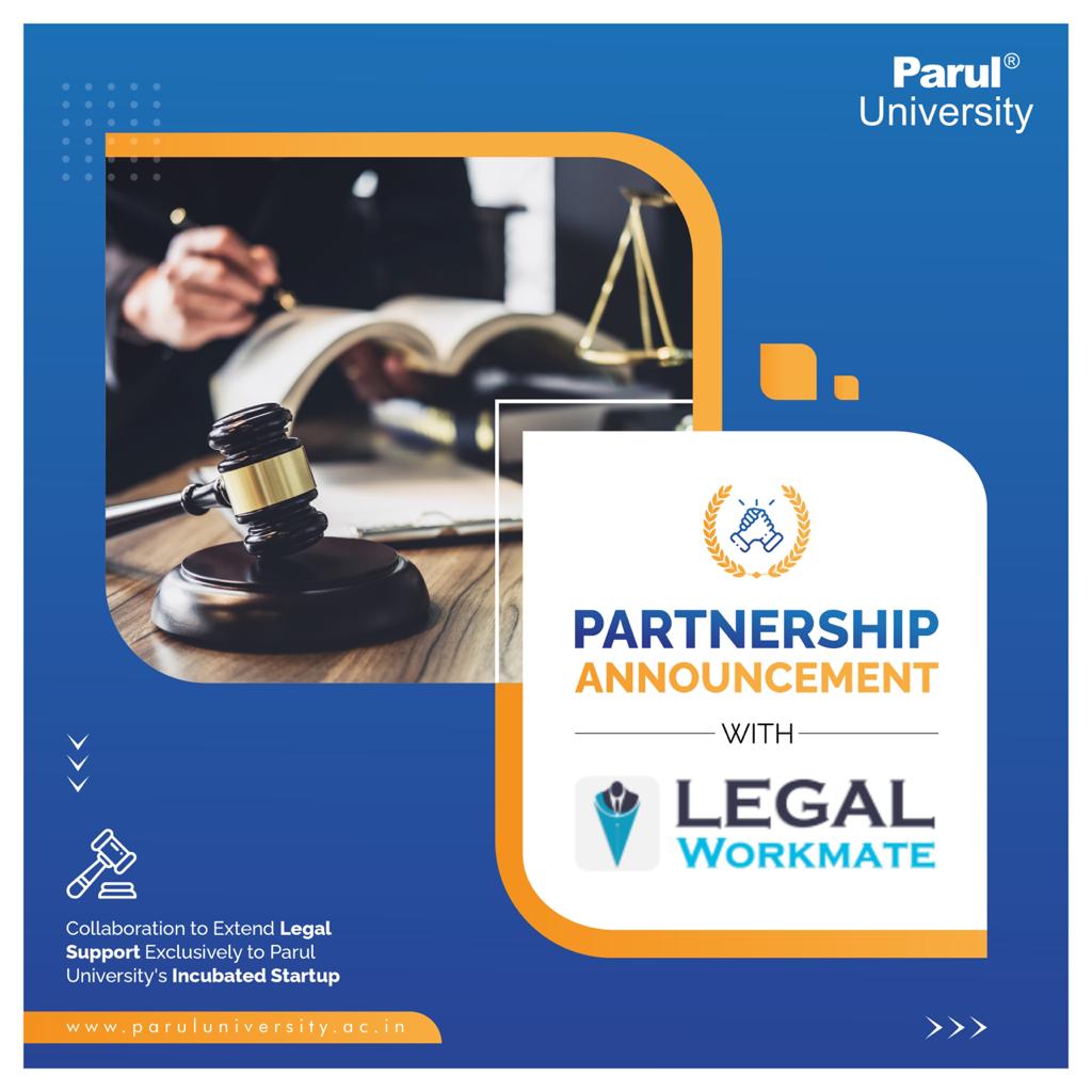 ajay_8582's tweet photo. We are happy to announce our Partnership with a Legal Workmate. 

We have collaborated to extend Legal Support exclusively to Parul University ’s Incubated Startup.

#ParulUniversity 
#EDCPU
#VSSPU https://t.co/W58EJOKbno