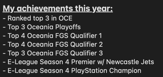 ⚡️Free Agent for FIFA 22⚡️

With my current contract ending, I have been given permission to seek opportunities with other FIFA Esports Orgs. 

If there are any Orgs looking to challenge in OCE for FIFA 22, feel free to contact me via DMs or email in bio.

Achievements below 🥷🏽🪄