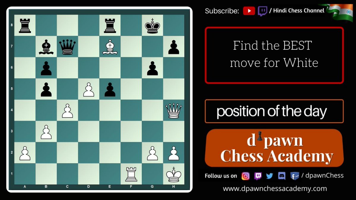 dpawnchess's tweet photo. Find the BEST move for White

@HindiChess
@pawandodeja

#Whitetomove #chesstactics
#chess #Positionoftheday https://t.co/Fs4buihLpw