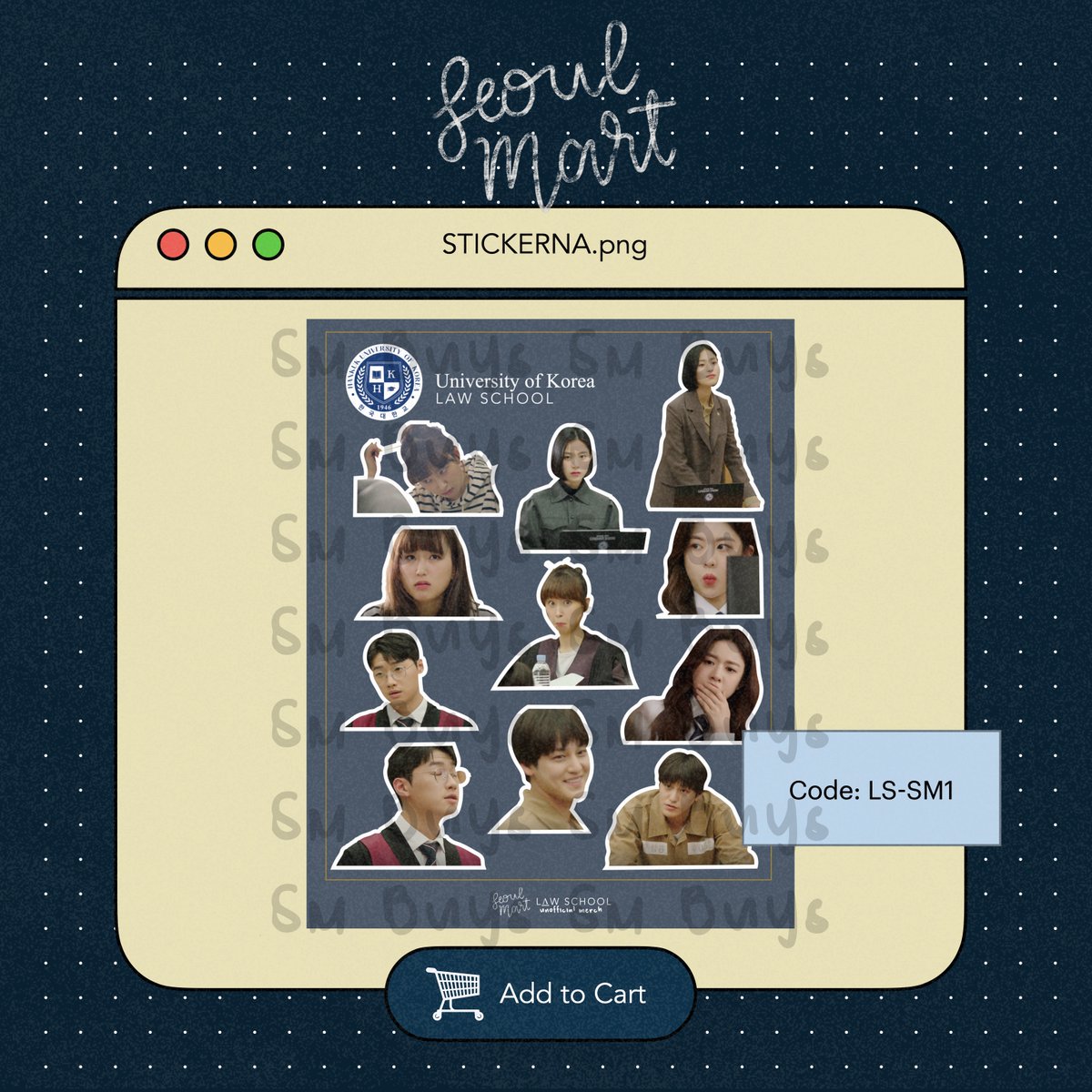 SMBudol's tweet photo. [ law school merch ]

heyo classmates !! dropping you these stickers for you ♡
All of these, are inspired from the series Law School and Yeseul's strong character

note: we also accept special/customized designs https://t.co/o8vvg9dIKI