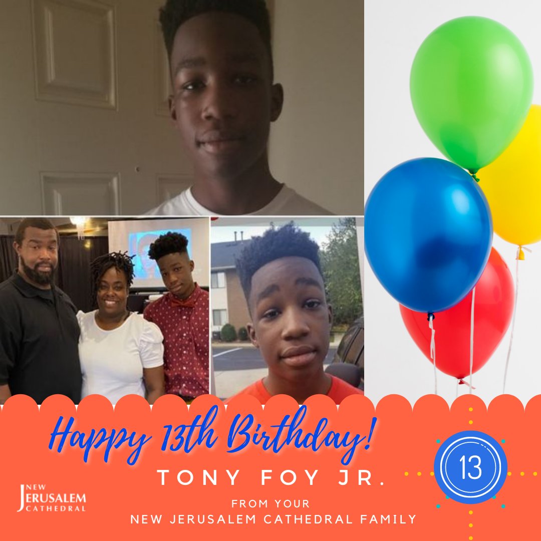 NewJCOfficial's tweet photo. π#HAPPYBIRTHDAYπ to Tony Foy Jr. (7/25)
Tony turned 13 yrs old today and has joined the B12 Young Male Ministry
His parents are Tony Foy Sr. and Atiya Foy. They have been members of #NewJC for at least 5 years.
#newjcbirthdays #newjccelebrations #wearenewjc #newjcnation https://t.co/RySP1sjVPQ