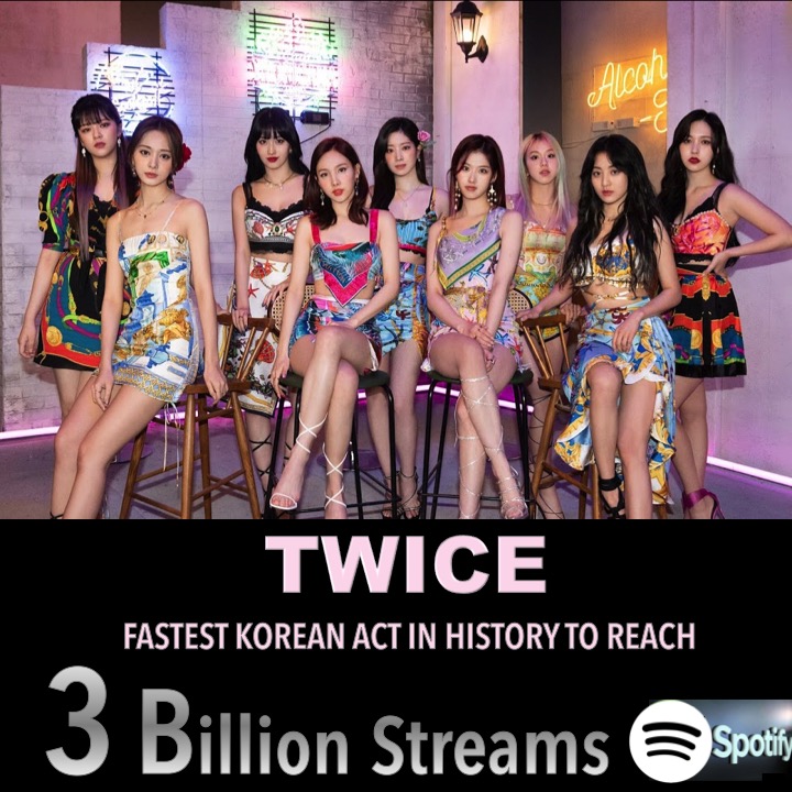 WORLDMUSICAWARD's tweet photo. #TWICE hits 3 BILLION streams on Spotify, and are the fastest Korean Act in History to reach the Milestone!💪🥇💨💃💃💃💃💃💃💃💃💃💥3️⃣🅱️🎧🔥👑💖 @JYPETWICE 
https://t.co/aZpiW9hnp9 https://t.co/kj47FbyJJc