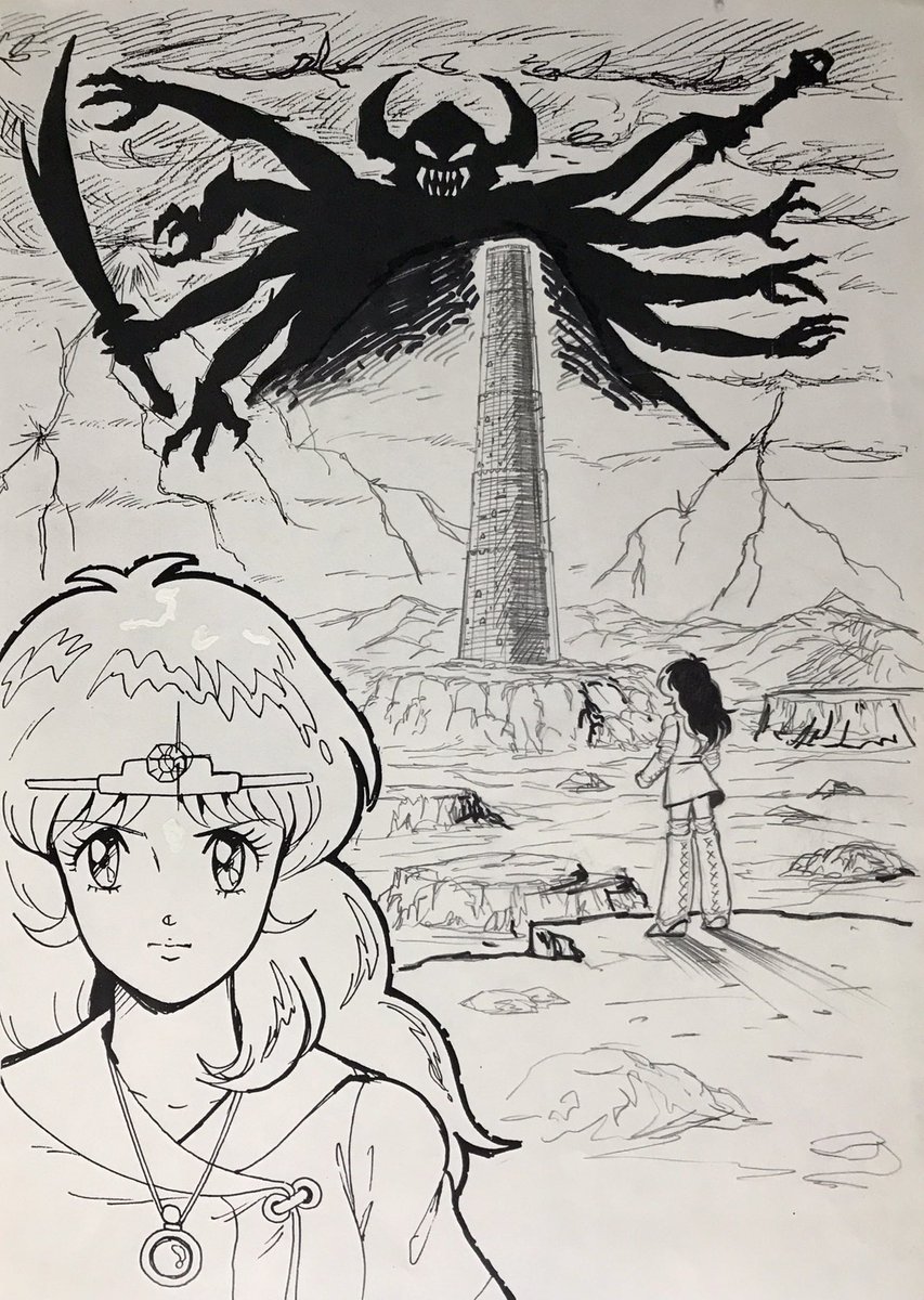 FC版「カイの冒険」ポスターのレイアウト案3点。
この様なイラストはだいたいいつも3点出してナムコデザイン部さんに選んでもらい調整して作画に入ってました。
(PCEワンダーモモはめちゃたくさんラフ描いちゃったけどw)
ポイントさえ押さえていればかなり自由に描けたのもありがたかったです♪ 