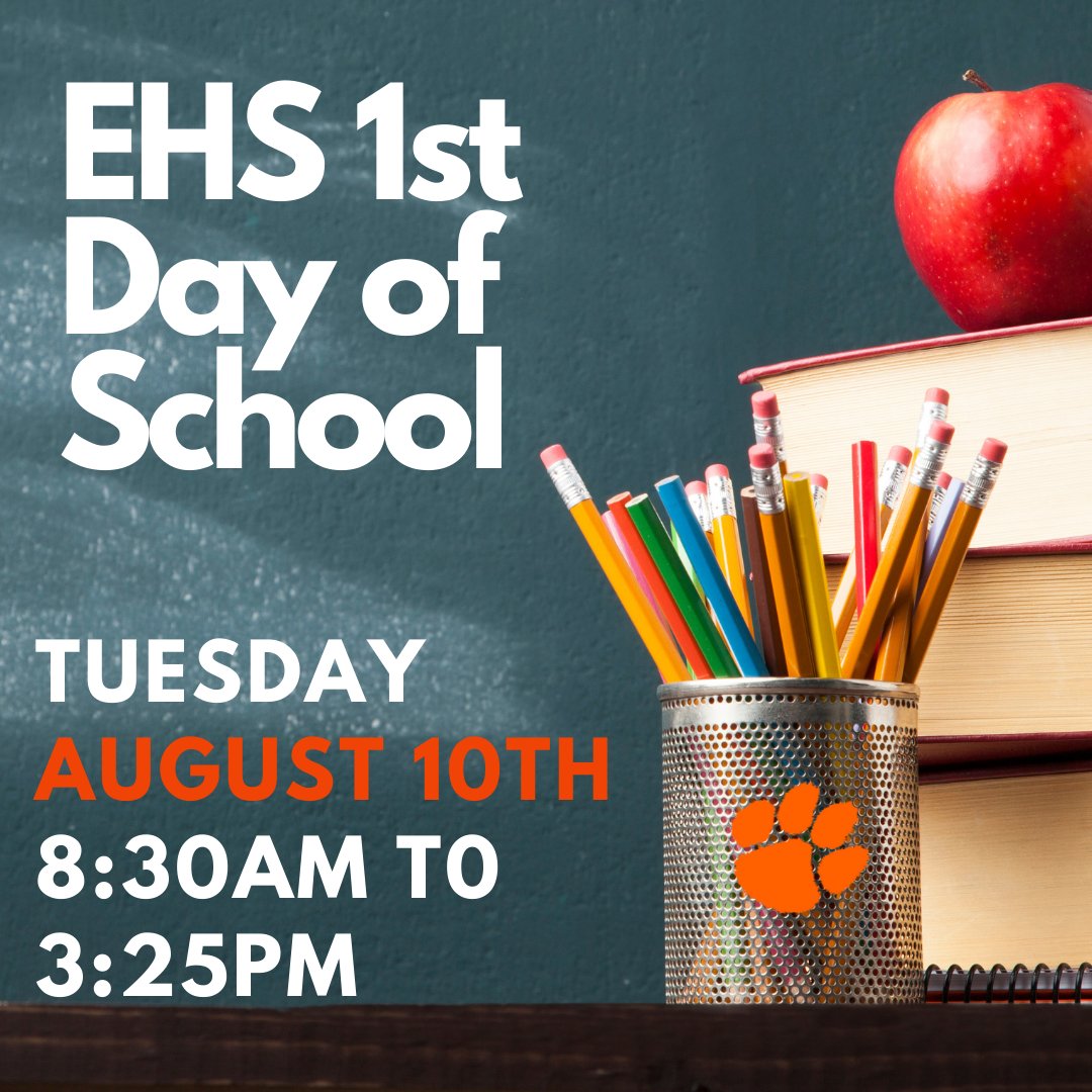 Hey <a href="/ehscougars/">Escondido HS</a> - The 1st day of school is coming! Tuesday, August 10th. Start time for this school year will be 8:30am! We can't wait to see you! #LoyalStrongandTrue #WeAreE #BacktoSchool2021